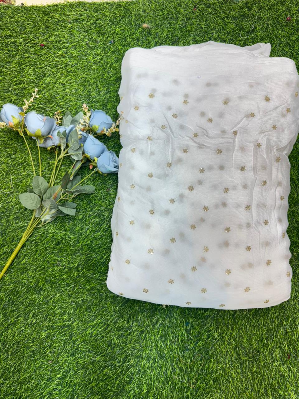 Cloud Soft Georgette Fabric – Premium Lightweight Designer Fabric Dyble ✅ width 44