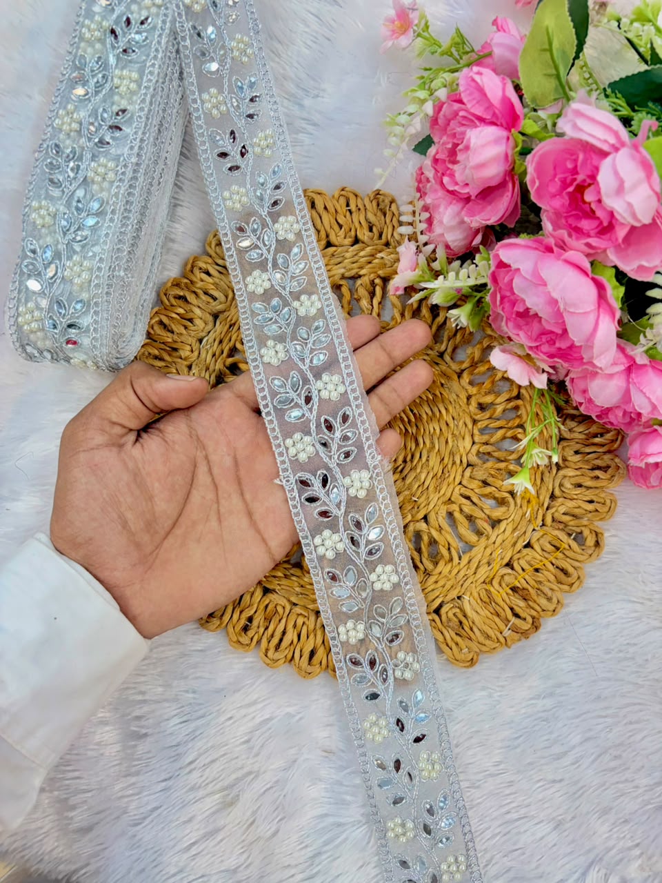 Exclusive Mirror Lace border purls pack of  9metrr