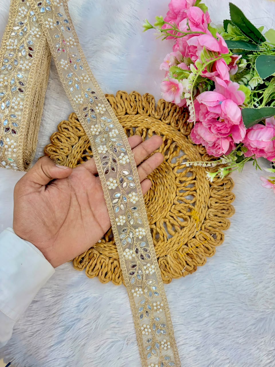 Exclusive Mirror Lace border purls pack of  9metrr