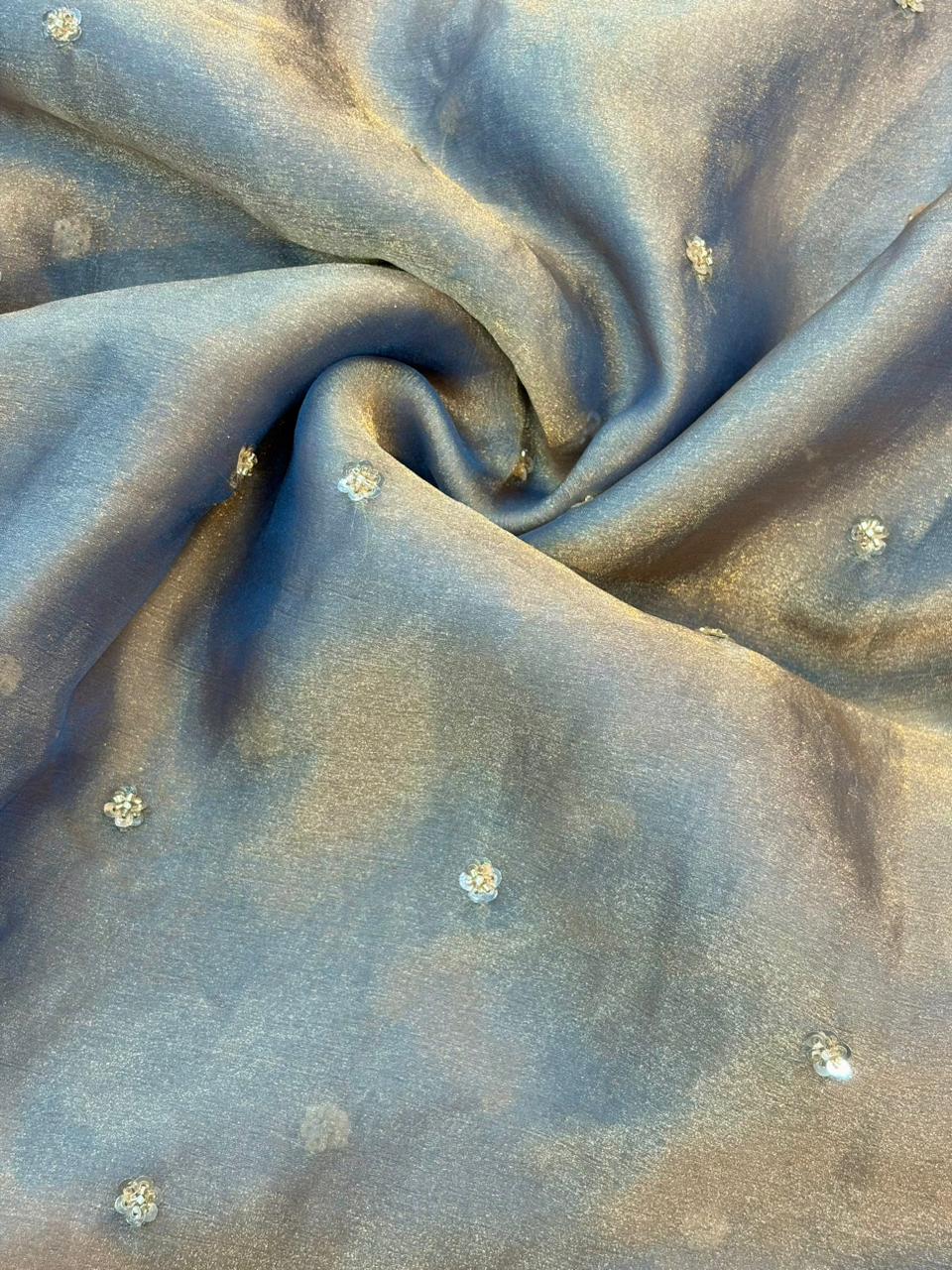 Tissue Embroidered Fabric soft lite weight  Garden Glass width 44 bride 👰
