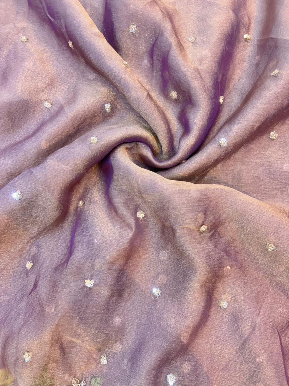 Tissue Embroidered Fabric soft lite weight  Garden Glass width 44 bride 👰