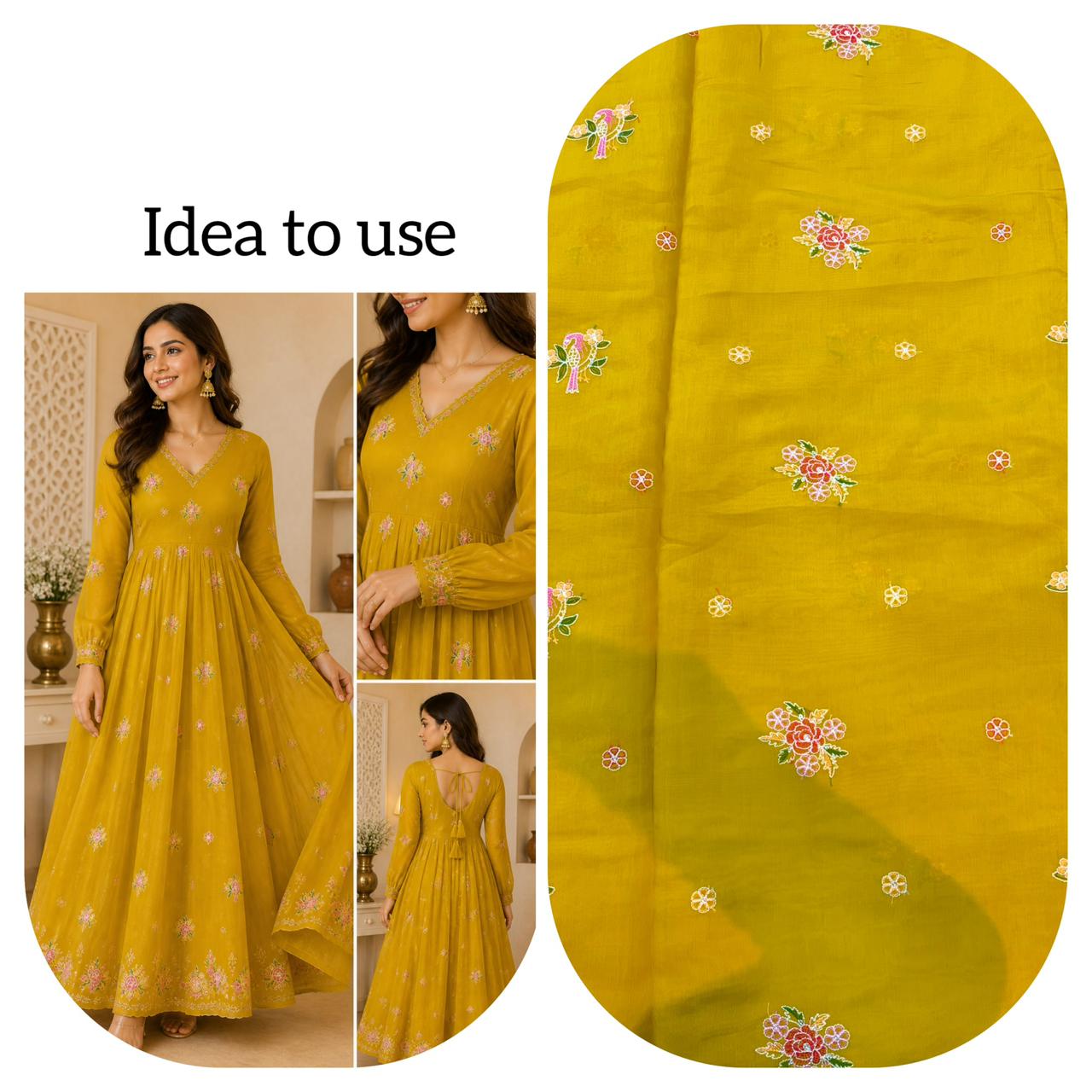PASHPINA SILK EMBROIDERED FABRIC 44" WIDTH