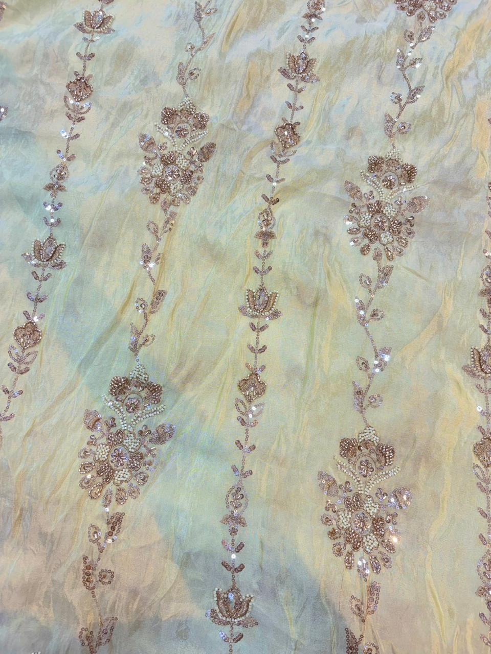 Noor-E-Rajwada Elephant Zari Bridal Fabric – 60” Premium Couture Textile”