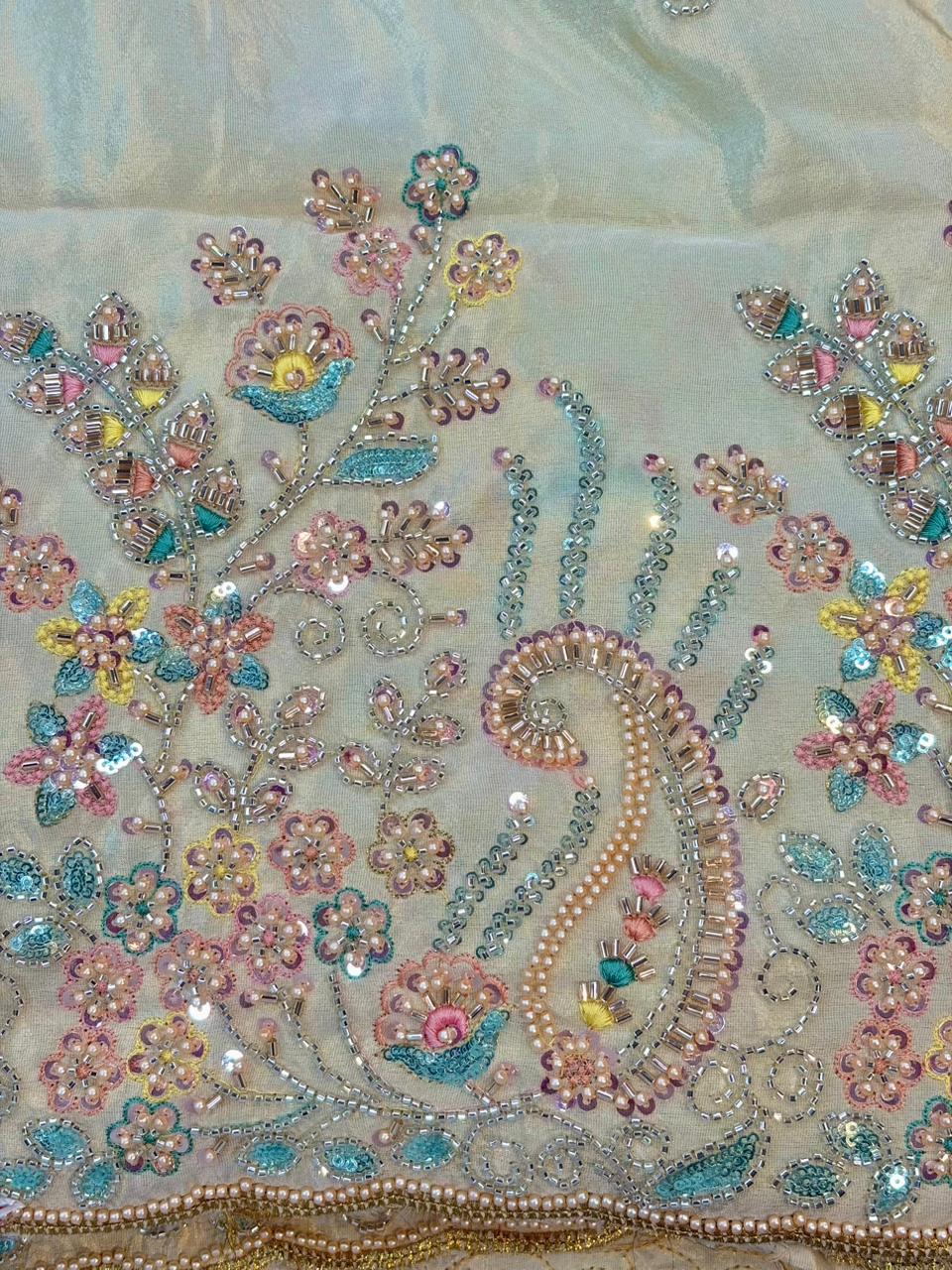 Noor-E-Rajwada Elephant Zari Bridal Fabric – 60” Premium Couture Textile”