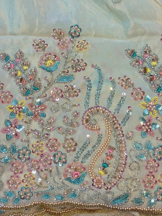 Noor-E-Rajwada Elephant Zari Bridal Fabric – 60” Premium Couture Textile”