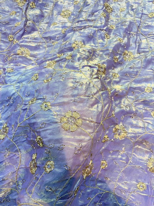 Exclusive Fendy Silk with Intricate Artisanal Beadwork width 44