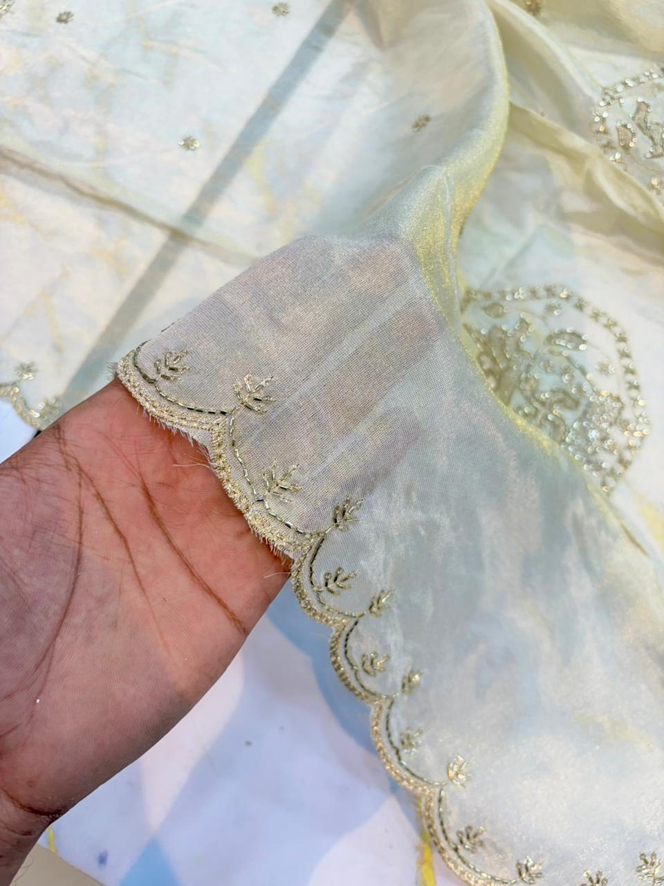 Luxe viscous Tissue Dupatta with Handcrafted  Border 2.75 meter Dyble ✅