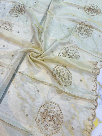 Luxe viscous Tissue Dupatta with Handcrafted  Border 2.75 meter Dyble ✅