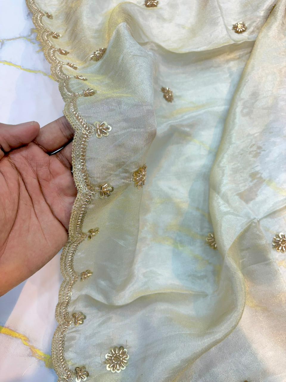 Luxe viscous Tissue Dupatta with Handcrafted  Border 2.75 meter Dyble ✅
