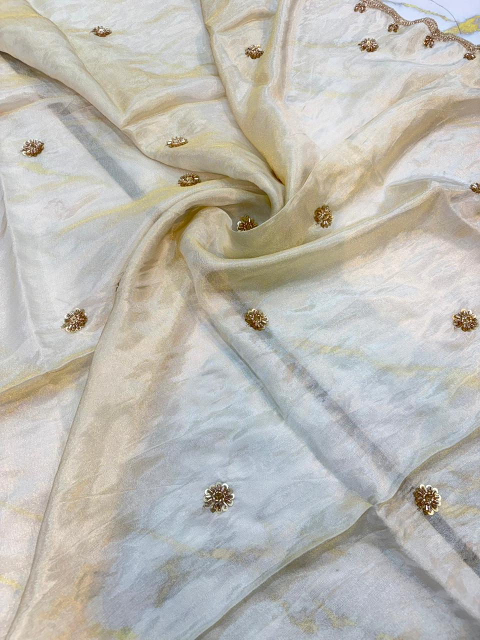 Luxe viscous Tissue Dupatta with Handcrafted  Border 2.75 meter Dyble ✅