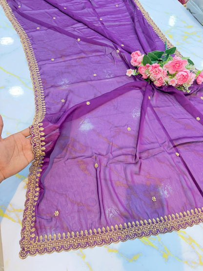 Regal Rangoli Silk Dupatta with Handcrafted Pearl & Zari Border (2.75M)