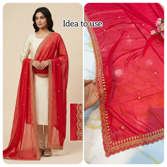 Regal Rangoli Silk Dupatta with Handcrafted Pearl & Zari Border (2.75M)