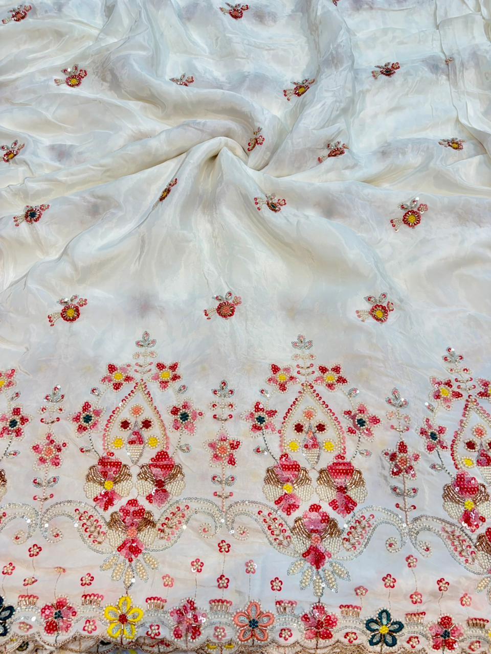 Natural crepe  Luxe Handwork Crêpe width 44 bridal wear ✅Dyble