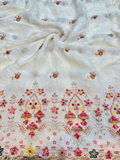 Natural crepe  Luxe Handwork Crêpe width 44 bridal wear ✅Dyble