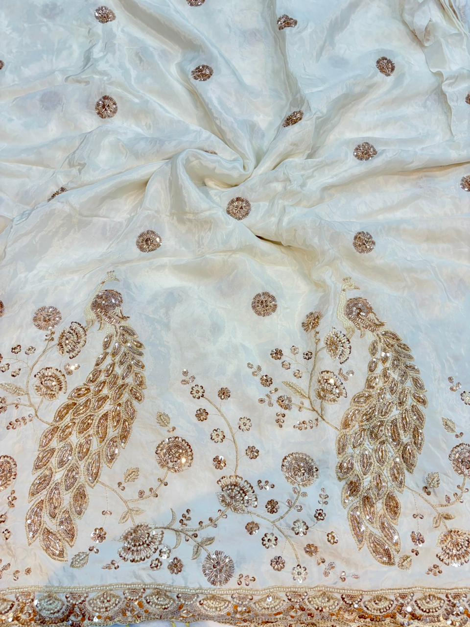 Natural crepe  Luxe Handwork Crêpe width 44 bridal wear ✅Dyble