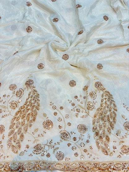 Natural crepe  Luxe Handwork Crêpe width 44 bridal wear ✅Dyble