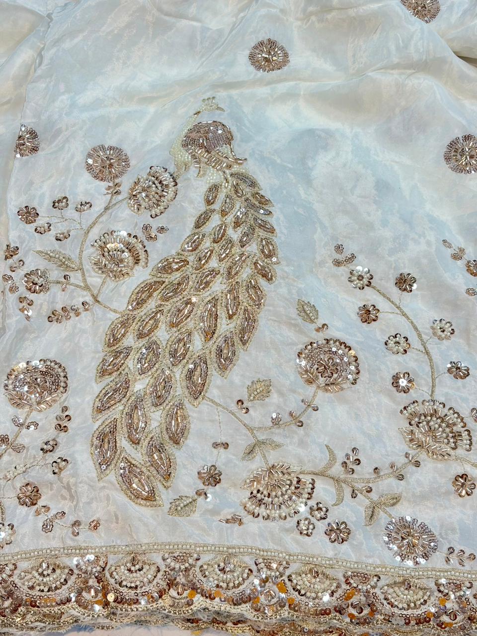 Natural crepe  Luxe Handwork Crêpe width 44 bridal wear ✅Dyble
