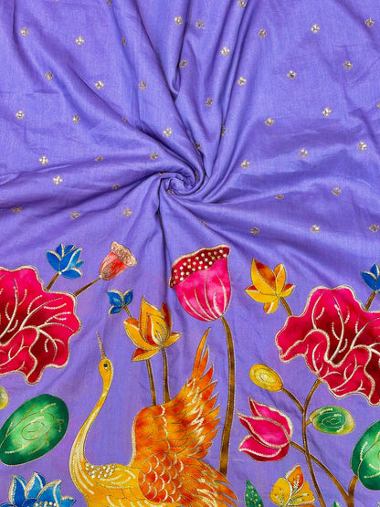 pure 100%  Kalamkari Border Pure Imported Fabric width 44