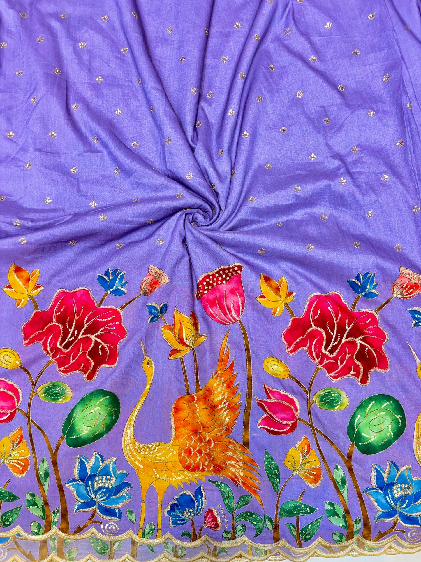 pure 100%  Kalamkari Border Pure Imported Fabric width 44