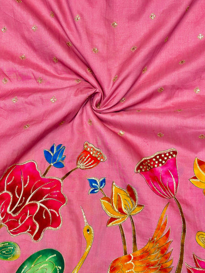pure 100%  Kalamkari Border Pure Imported Fabric width 44