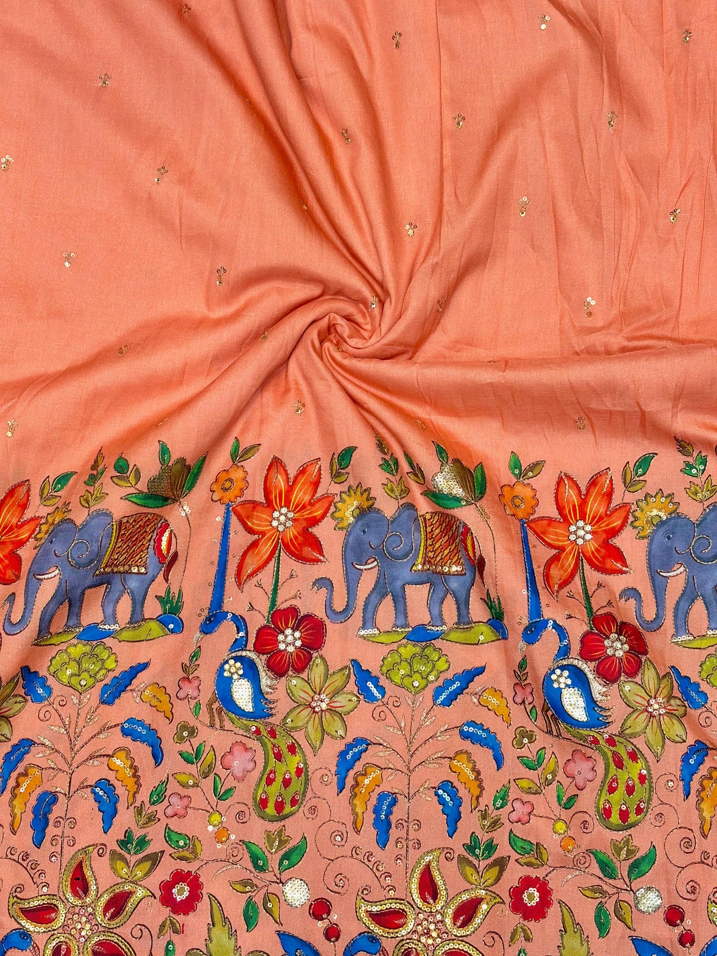 pure 100%  Kalamkari Border Pure Imported Fabric width 44