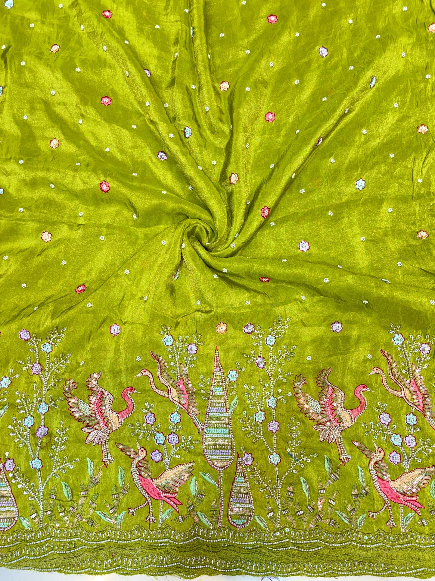 Premium Bridal Viscose Tissue Fabric with Artisan Handwork width. 44