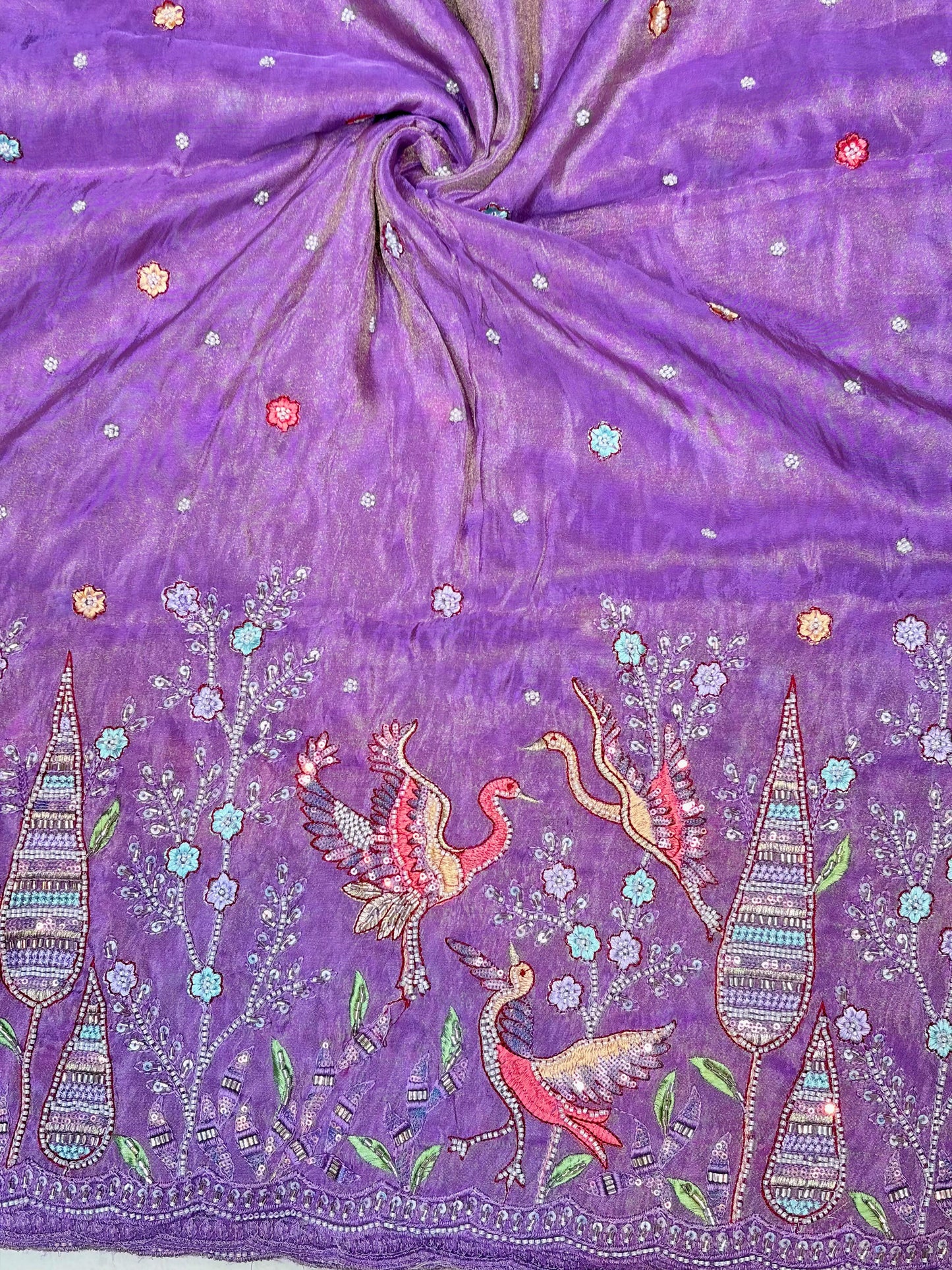Premium Bridal Viscose Tissue Fabric with Artisan Handwork width. 44