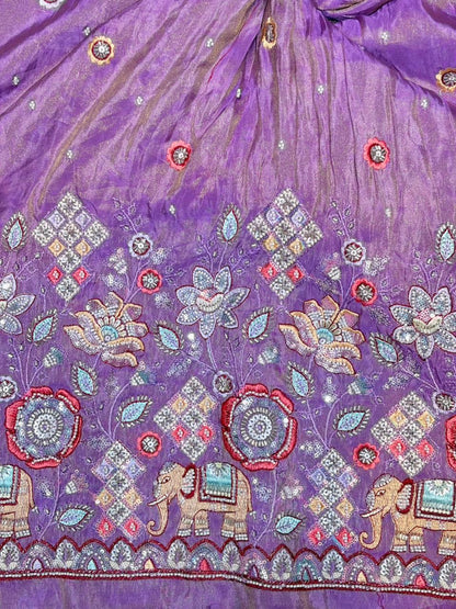 Premium Bridal Viscose Tissue Fabric with Artisan Handwork width. 44
