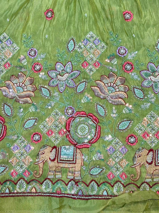 Premium Bridal Viscose Tissue Fabric with Artisan Handwork width. 44