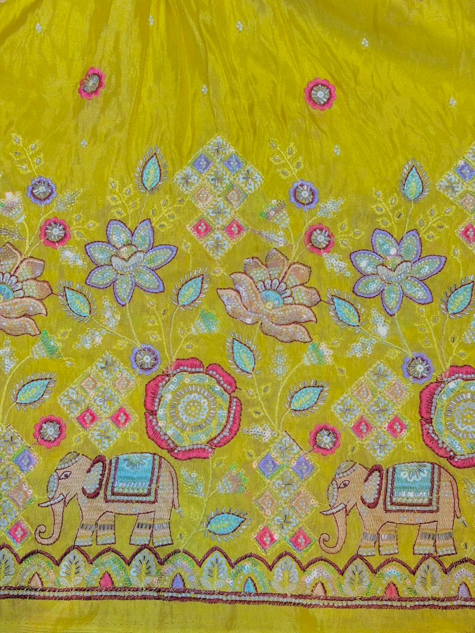 Premium Bridal Viscose Tissue Fabric with Artisan Handwork width. 44