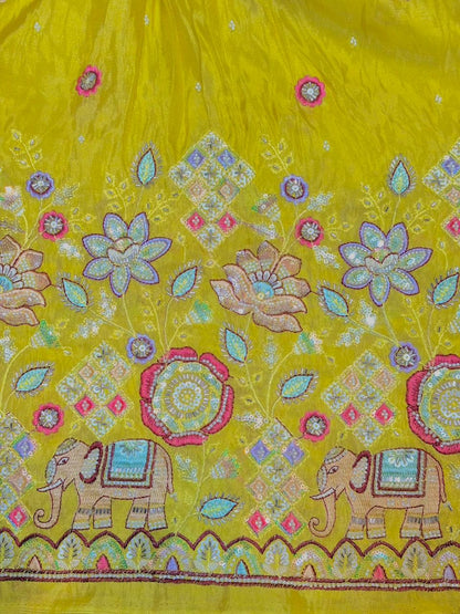 Premium Bridal Viscose Tissue Fabric with Artisan Handwork width. 44