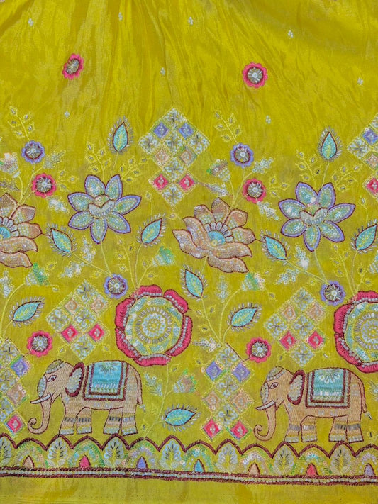 Premium Bridal Viscose Tissue Fabric with Artisan Handwork width. 44