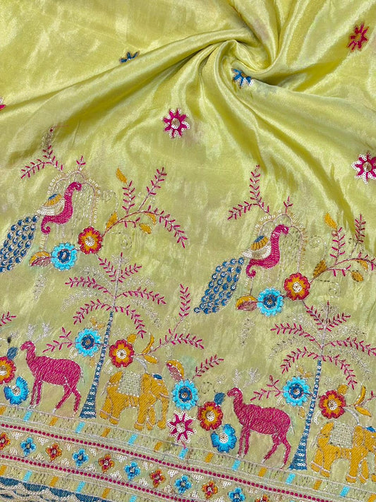 Premium🥻 Viscouse tissue👗 border fabrics beats work beautiful  design width 44