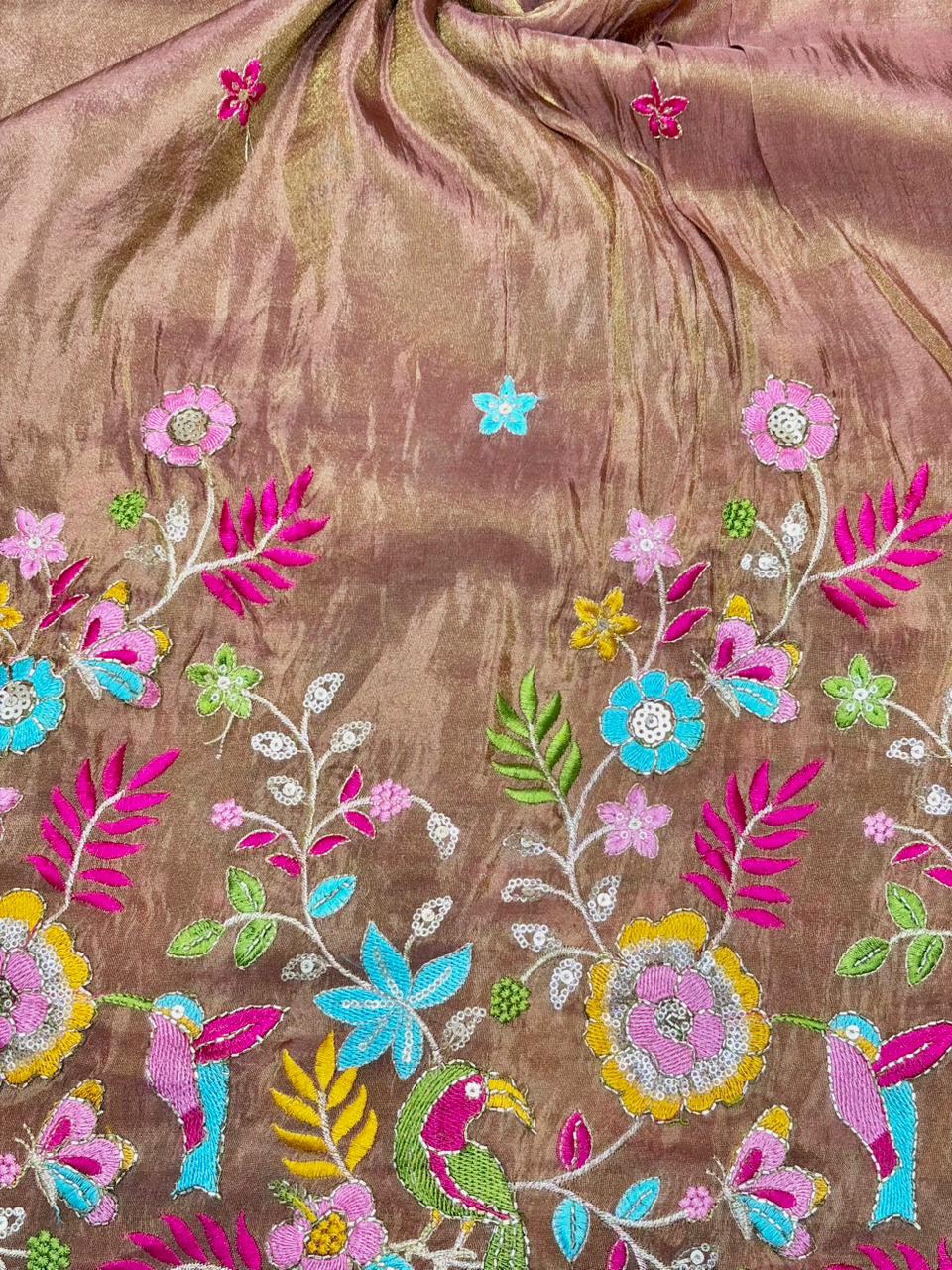Premium🥻 Viscouse tissue👗 border fabrics beats work beautiful  design width 44