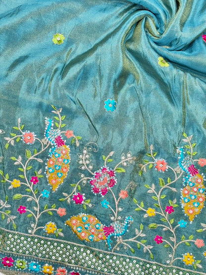 Premium🥻 Viscouse tissue👗 border fabrics beats work beautiful  design width 44