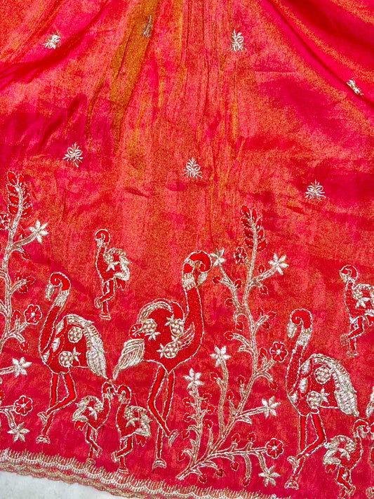 Premium🥻 Viscouse tissue👗 border fabrics beats work beautiful  design width 44