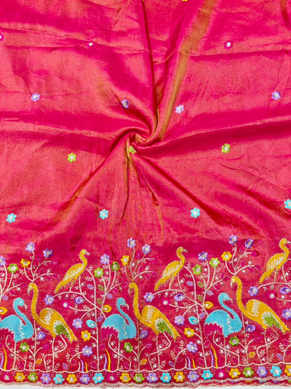 Premium🥻 Viscouse tissue👗 border fabrics beats work beautiful  design width 44