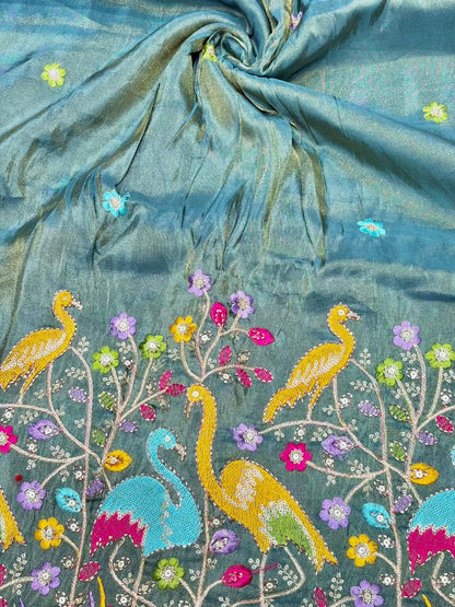 Premium🥻 Viscouse tissue👗 border fabrics beats work beautiful  design width 44