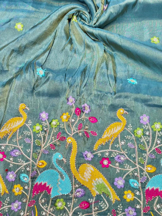 Premium🥻 Viscouse tissue👗 border fabrics beats work beautiful  design width 44