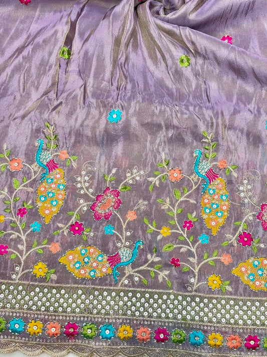 Premium🥻 Viscouse tissue👗 border fabrics beats work beautiful  design width 44