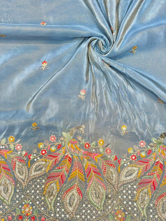 Premium🥻 Viscouse tissue👗 border fabrics beats work beautiful  design width 44