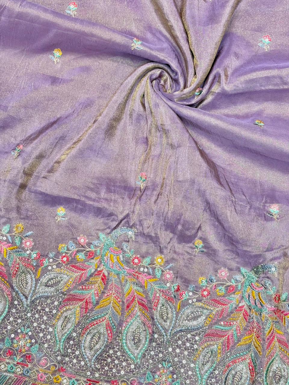 Premium🥻 Viscouse tissue👗 border fabrics beats work beautiful  design width 44