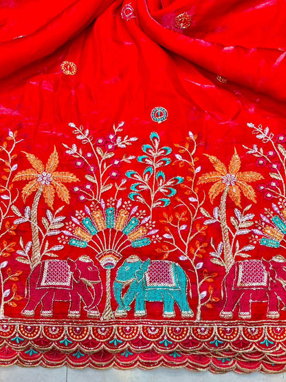 Exclusive 🥻 fendy imported 👗 border fabrics beats work beautiful desing width 44