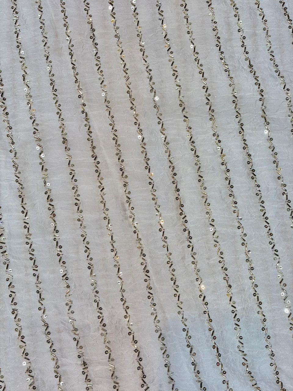 Luxurious Vichitra Silk Fabric with Glittering Sequence beats Work width 44