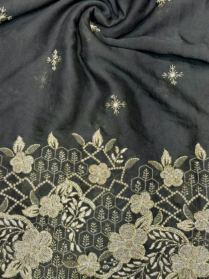 Luxurious Vichitra Silk border Fabric with Glittering Sequence beats Work width 44