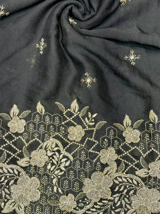 Luxurious Vichitra Silk border Fabric with Glittering Sequence beats Work width 44