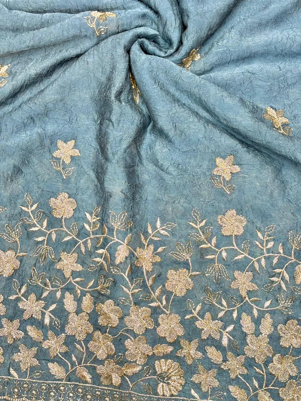Luxurious Vichitra Silk border Fabric with Glittering Sequence beats Work width 44