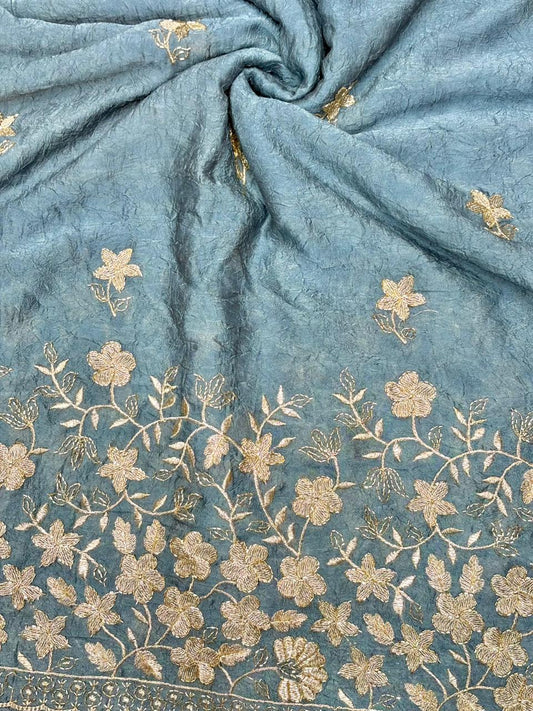 Luxurious Vichitra Silk border Fabric with Glittering Sequence beats Work width 44