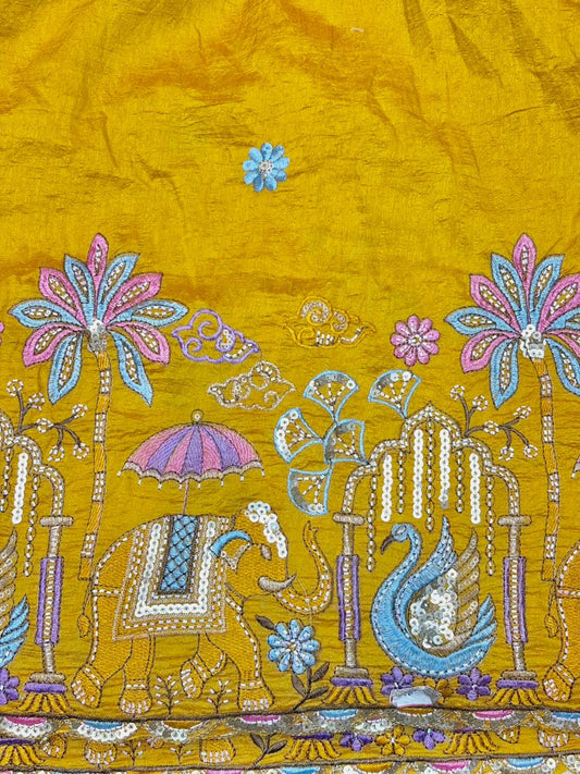 Premium🥻 Viscouse tissue👗 border fabrics beats work beautiful  design width 44