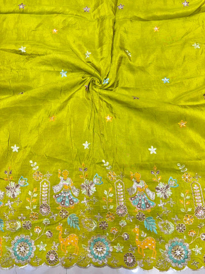 Premium🥻 Viscouse tissue👗 border fabrics beats work beautiful  design width 44